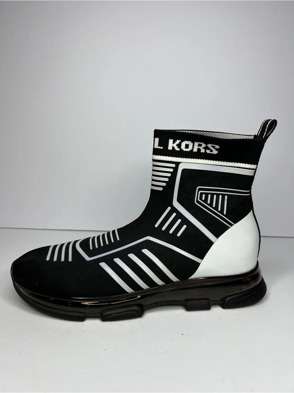 Michael Kors Skyler Black Knit Sock Sneaker Wedge Booties No Box